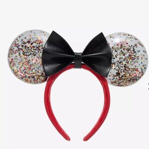 Disney Loungefly Confetti Red and Black Minnie Mouse Ears Headband NWT